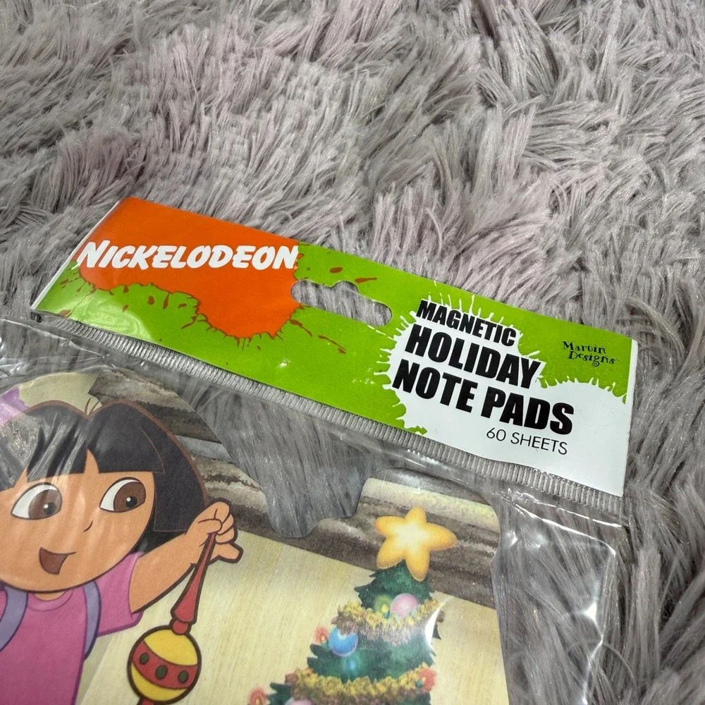 2- Nickelodeon Dora the Explorer Boots Holiday Magnetic Note Pads Y2K Nostalgia
